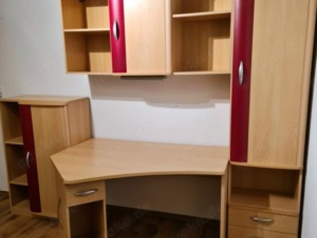 Kinderzimmer, Jugendzimmer, holz-rot, 6-teilig, Schreibtisch, Bett, Schränke - 1